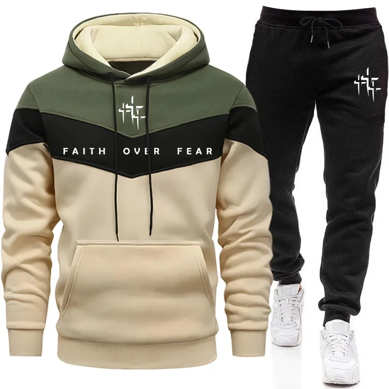 Men'S Fashion Hoodie - Faith Over Fear Men's Tracksuit Hooded