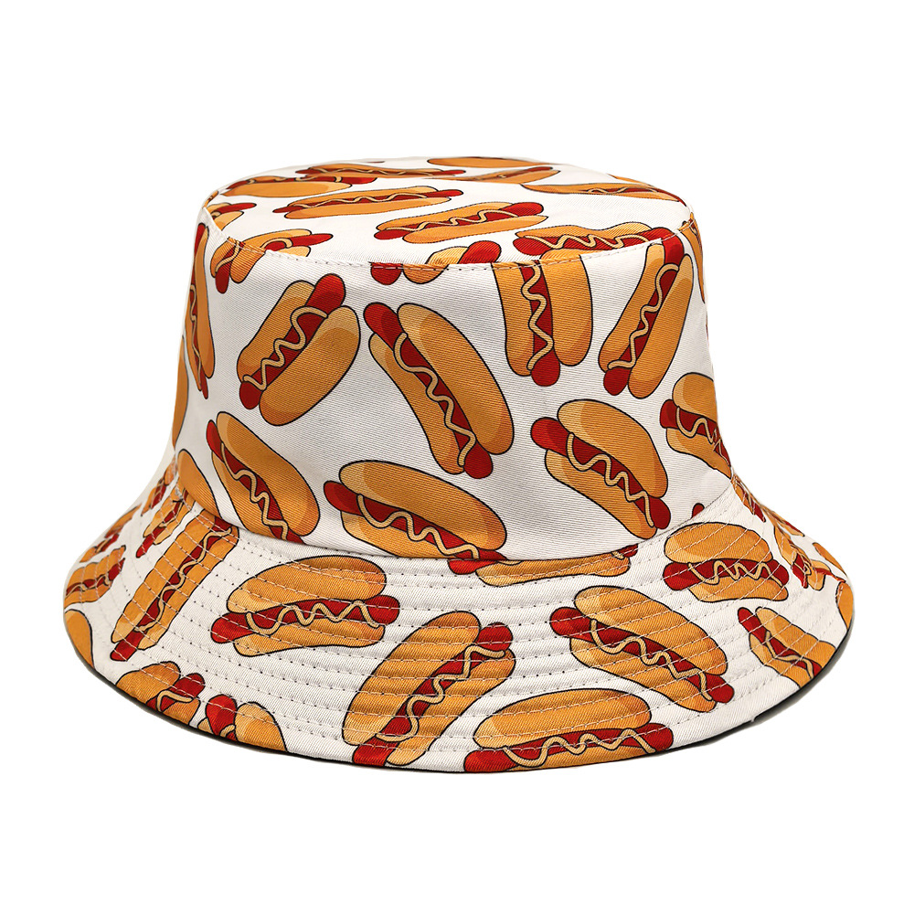 Mens Fashion Bucket Hat - Hot Dog Pattern Anti-Sun Panama Unisex