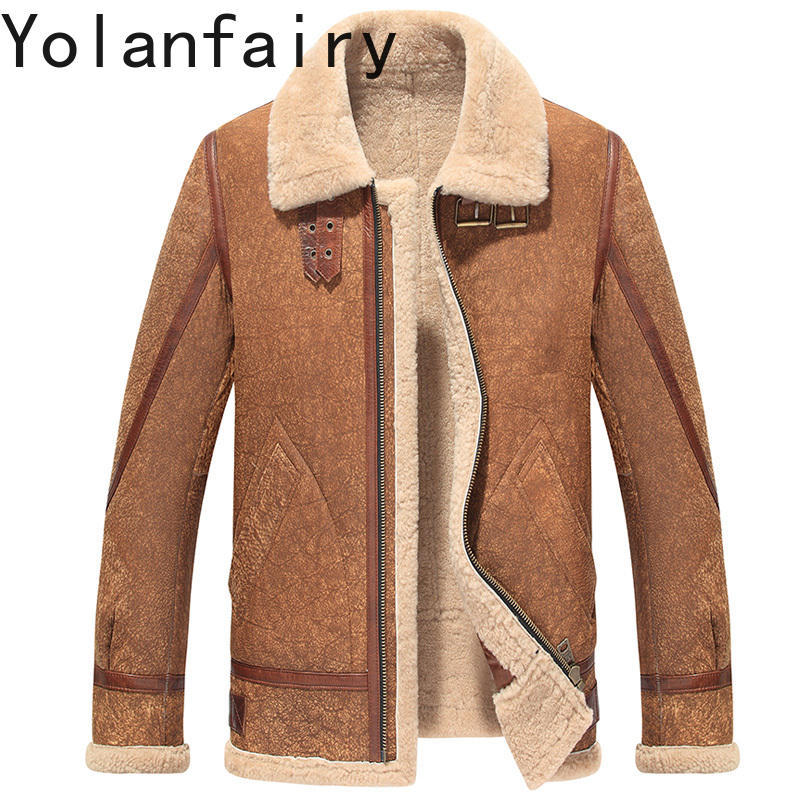 YOLANFAIRY Real Leather Jacket - Men'S Fashion Zipper Jacket ulasan dan harga