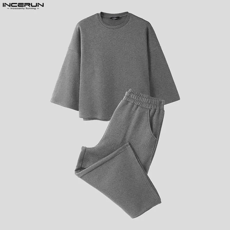 INCERUN Men Sets Solid Color B - Men'S Fashion Hoodie ulasan dan harga