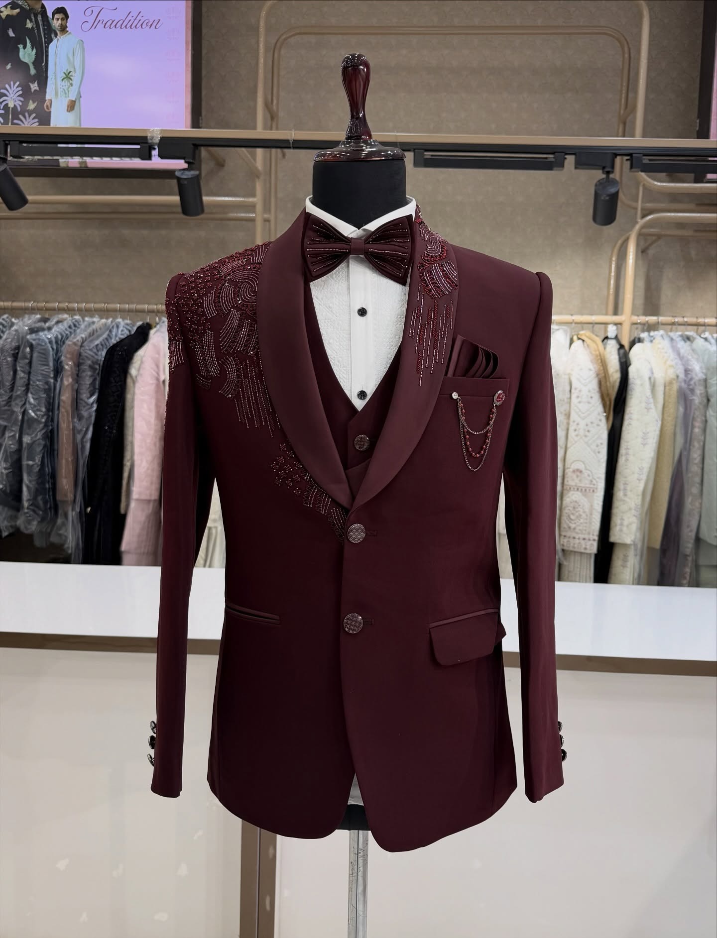 3 Pieces Groom Wedding Tuxedos - Men'S Fashion Zipper Jacket ulasan dan harga