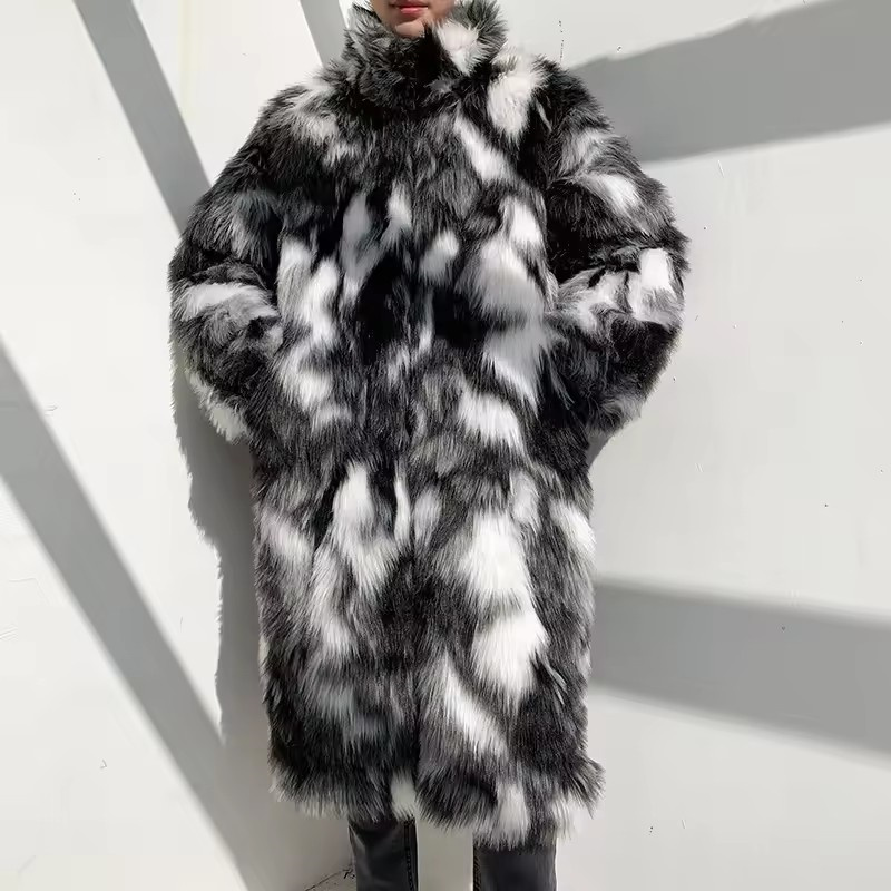Winter Hip Hop Long Faux Fur C - Men'S Fashion Zipper Jacket ulasan dan harga