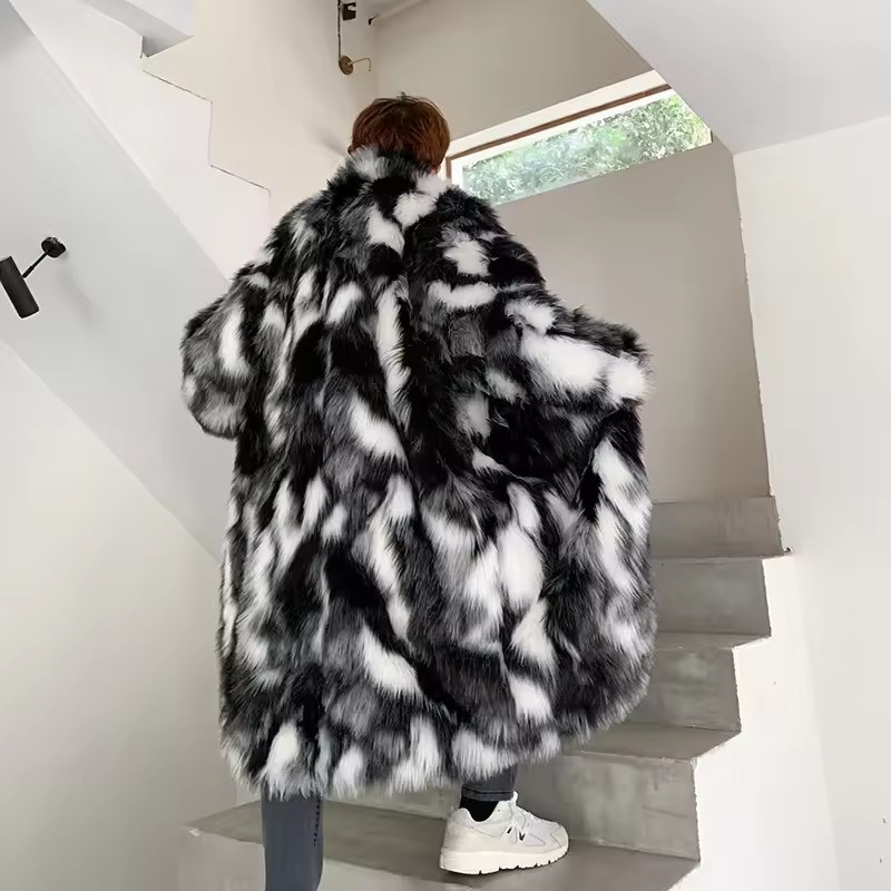 Winter Hip Hop Long Faux Fur C - Men'S Fashion Zipper Jacket ulasan dan harga