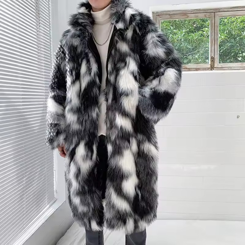 Winter Hip Hop Long Faux Fur C - Men'S Fashion Zipper Jacket ulasan dan harga