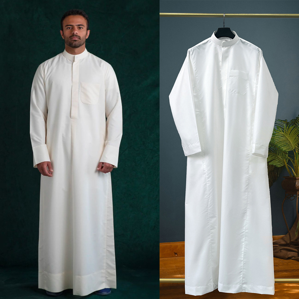 Muslim Men Jubba Thobe Zipper  - Dubai Men'S Fashion ulasan dan harga