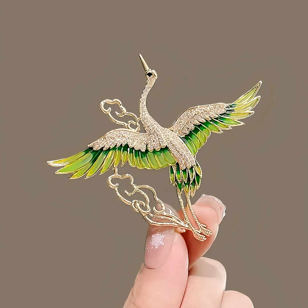1Pc Exquisite Crane Brooch for - Mens Fashion Trend 2026 ulasan dan harga