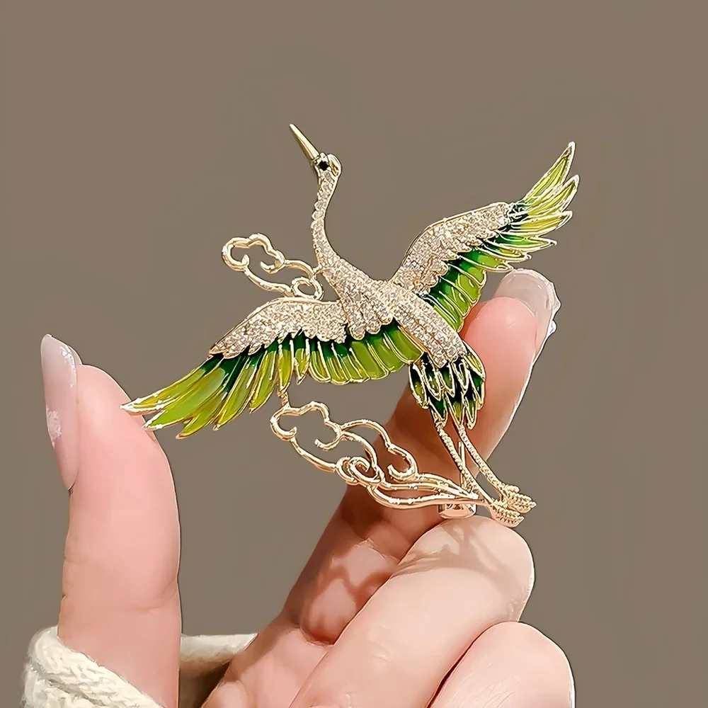 1Pc Exquisite Crane Brooch for - Mens Fashion Trend 2026 ulasan dan harga