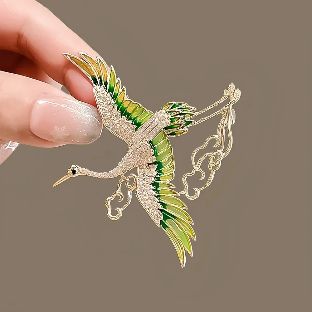 1Pc Exquisite Crane Brooch for - Mens Fashion Trend 2026 ulasan dan harga